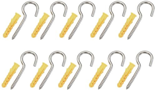 10PCS Concrete Ceiling Hanging Hooks, M5 304 Stainless Steel Screw-in Hooks for Home, Office, Outdoor use
