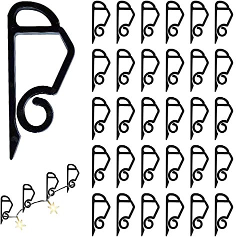 Scettar 120 PCS Gutter Hooks, Weatherproof Plastic Gutter Clips for Hanging Outdoor Christmas Xmas String Lights (Black)