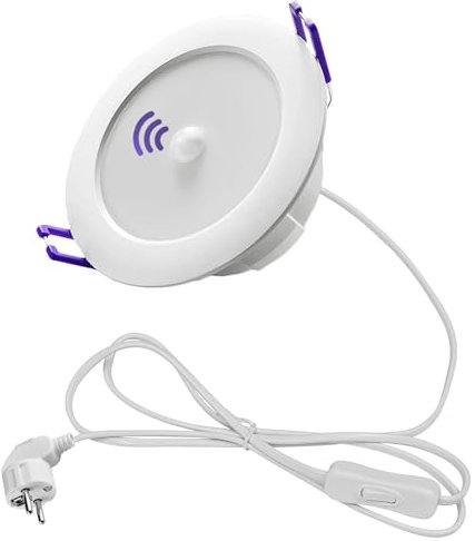 FSLiving 4W LED Einbaustrahler mit Bewegungsmelder, 230V Warmweiß 3000K, 1 Stück Möbeleinbauleuchte Einbauspots Deckenspot für Kabinett Badezimmer Küche, 7.0-8.5cm