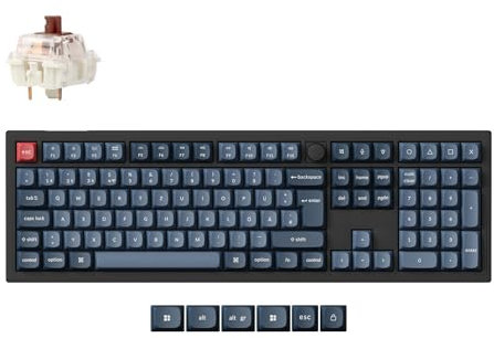 Keychron V6 Max Kabellose QMK Custom Mechanische Tastatur, 2.4 GHz/Bluetooth Full-Size DE-ISO Layout RGB Hot-Swappable Gateron Brauner Switch Kompatibel mit Mac Windows Linux