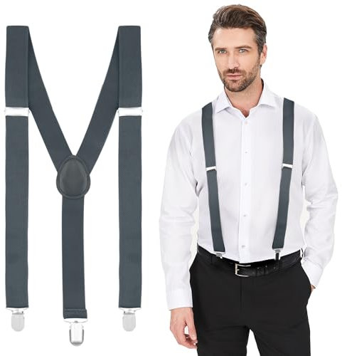 Yetuab Hosenträger Herren, Hosenträger Damen,Dunkelgrau Hosenträger Herren Schmal, Hosenträger Herren Extra Stark, Hosenträger für Arbeithosen Skihose, Hosenträger Dunkelgrau, Pfanner Hosenträger