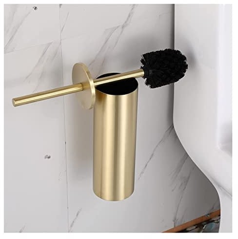304 Stainless Steel Wall Mounted Toilet Brush Holder in Brushed Gold Bathroom Accessory for Home or Office Restroom