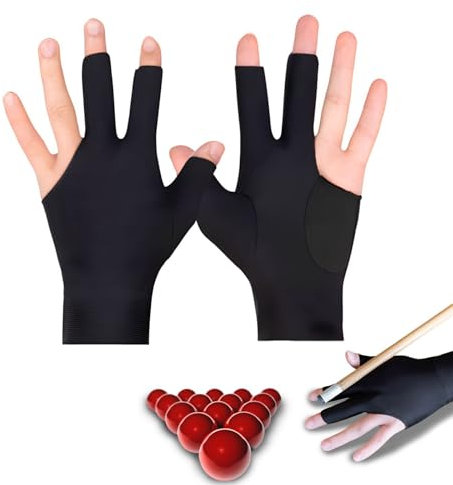 DALAETUS 2 Stück Snooker Handschuh - Linke Hand Rutschfeste Billard 3-Finger Spandex Zubehör für Mann und Frau, Schwimmbad