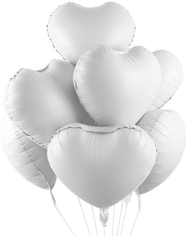 Herz Folienballon Weiß 20 Stück,18 Zoll Herzluftballons Weiß,Herz Helium Luftballons,Herzluftballons Helium,Herzform Ballon für Hochzeiten,Vorschläge,Valentinstag,Jubiläum,Geburtstag