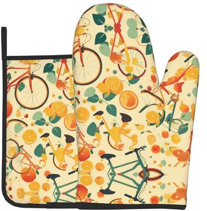 WZYWHJ Set di guanti da forno e presine arancioni per cucinare, forno a microonde, grigliate, resistenti al calore, con cordino