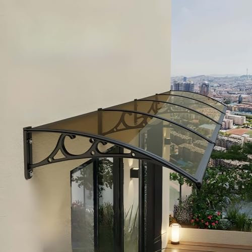 Transparente Gewölbte Markise für Die Haustür Im Freien, Regen Sonnen und Winddichte Markise für Die Haustür Aus Aluminiumlegierung,Regenfest, Sonnenschutz(Transparente Farbe,60 * 160cm)