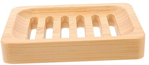 BUGUUYO Jabonera De Bambú Bandeja Escurridora para Lavabo Jabonera Sólida Soporte para Barra