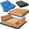EcoXfire Sandkasten Holz 150x150 cm – Kinder Sandkasten groß imprägniert mit Sitzbänken & Deckel – Sandkiste für draußen wetterfest für Garten & Outdoor – inkl. Abdeckplane & Geotextil