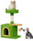 Dogat Cat Tree 70 cm, Sisal Cat Scratching Post with Dangling Ball, Trees for Indoor Cats with Cozy Condo and Top Perch, Climbing Frame Hideout & Interactive Toys for Kitten Playing, Green