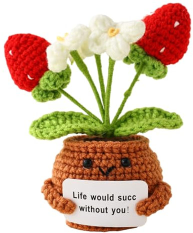 Planta de apoyo emocional - adorno de cactus de crochet, d I y planta de hoja de crochet | Crochet Fun Crochet Flower Flower Peluce, arte de planta colgante de crochet, regalo de planta de crochet hec