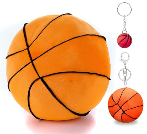 CYGMRFH Basketball Plüschtier Spielzeug und Schlüsselanhänger, Super Weiche Stofftier, Süßes Design, Geschenke für Mädchen Jungen Kinder Weihnachten Geburtstag (28 cm)