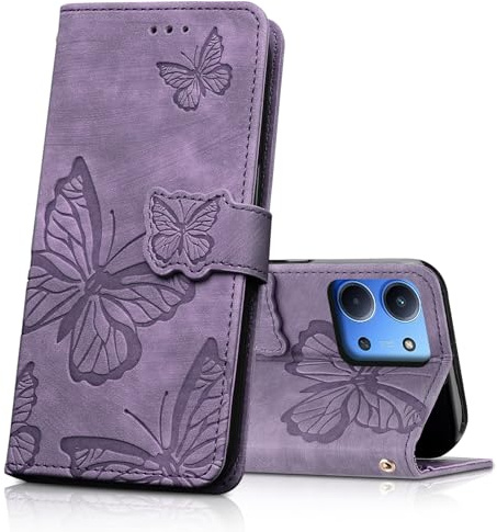 CXTcase Handyhülle für Xiaomi Redmi 15C 173mm 4G/5G Hülle, Lila | PU Lederhülle mit Standfunktion und Kartenfach, Klapphülle Flip Case, Stoßfeste Magnet-Schutzhülle für Xiaomi Redmi 15C