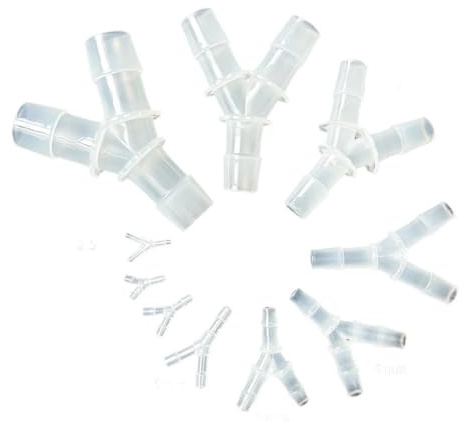 JWFBDB 5 Pezzi Raccordo a T portagomma a Y divisore di Flusso Aria Acqua Giunto Tubo plastica for irrigazione a Goccia acquari Giardino(6mm Y Tee 5pcs)