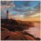 ARTland Wanddeko Glasbilder Wandbild Glas Bild einteilig Quadratisch Strand Meer Leuchtturm Schottland Peggy Bucht Sonnenuntergang Natur S5XW