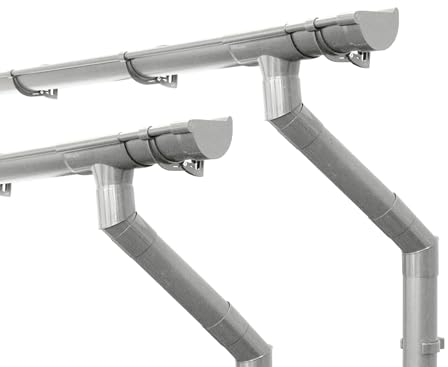 INEFA Dachrinnen Set Gartenhaus, NW100 / 100mm halbrund 2 x 6m Grau zwei Dachseiten, Regenrinnen PVC für Satteldach, Made in Germany