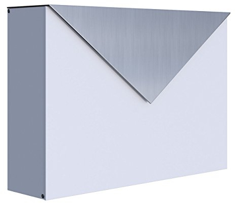 Briefkasten, Design Wandbriefkasten Letter Weiß/Edelstahl - Bravios