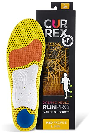 CURREX RunPro Sohle – Entdecke Deine Einlage für eine neue Dimension des Laufens, Dynamische Einlegesohle, Gelb- Med Profile Gr.- EU 44.5-46.5/ XL
