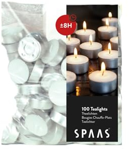 Spaas Teelichter 100er-Beutel, ± 8 Stunden - weiß