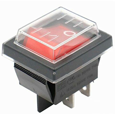 Wippschalter mit Wasserdichte Abdeckung 2pol (4 Pin) EIN-AUS 250V 16A beleuchtet (2)