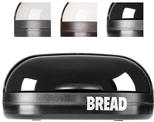 KADAX Panera espaciosa de plástico, 37 x 20 x 16 cm, moderna fiambrera con tapa enrollable, frescura prolongada del pan, panera enrollable con tapa frontal (negro)