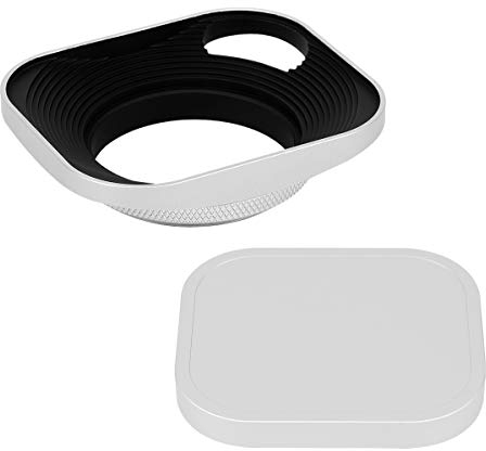 Haoge LH-S43P - Paraluce in metallo quadrato da 43 mm, design con tappo in metallo per fotocamera Leica Rangefinder con filtro E43 da 43 mm, colore: Argento