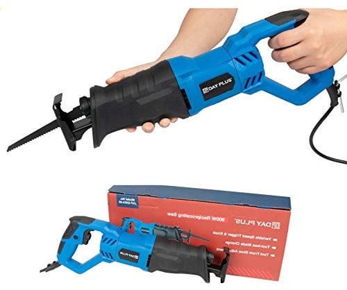 Reciprocating Saw 900W Lock On Speed Electric Corded Sabre Cutting Wood 5 Blades, with1-1/8(28mm) Stroke Length & Led Light & Non-Slip Rotary Handle (90° Left & Right), 2800SPM
