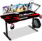 Himimi Scrivania Gaming 60'' Scrivania Da Gioco, 152x71x76 cm Grande Scrivania Gaming Desk per Laptop PC, Tavolo Gioco con Tappetino Per Mouse, Gestione dei Cavi, Portabicchieri e Gancio per Cuffie