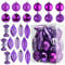 Prextex Purple 24-Piece Shatterproof Christmas Ball Ornaments The Perfect Glitter Balls, Christmas Tree Baubles Christmas Decorations, Exquisite Xmas Combo of 8 Christmas Balls and Shape Styles