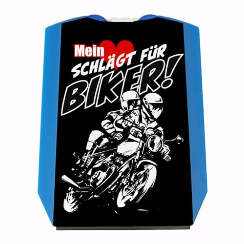 Motorrad Parkscheibe mit Biker Motiv in schwarz mit 2 Einkaufswagenchips mit Eiskratzer Wasserabstreifer und Einkaufswagen-Chips Motorrad parken Herz Parkplatz Motorrad-Fan für