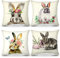 Meleager 4PCS Kissenbezug Ostern,Osterdeko Kissenbezüge Häschen Ostereiern Leinen Dekokissen Cases Home 45x45cm, Kissenbezüge Kissenhülle für Zierkissenhülle Schlafzimmer Sofa Dekokissen