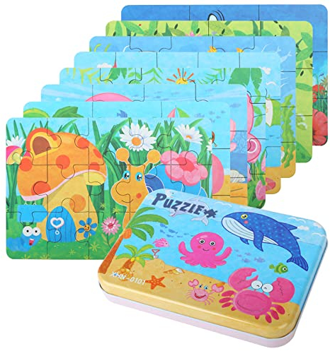 EDATOFLY 8 Stück Kinderpuzzle, Puzzle für Kinder Puzzle ab 3 Jahre Holzpuzzle Geeignet für Jungen und Mädchen (Fische + Insekten)