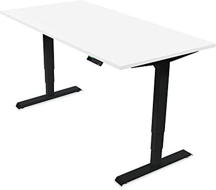 Ergotopia Desktopia Pro X Elektrisch höhenverstellbarer Schreibtisch, Ergonomischer Stehtisch für Büro oder Home Office (Weiß, Gestell Schwarz, 160 x 80 cm)