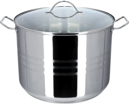 KADAX Cacerola alta con tapa, olla de sopa de acero inoxidable, olla de pasta versátil para todos los tipos de cocina, olla de carne, olla para verduras (18 L)