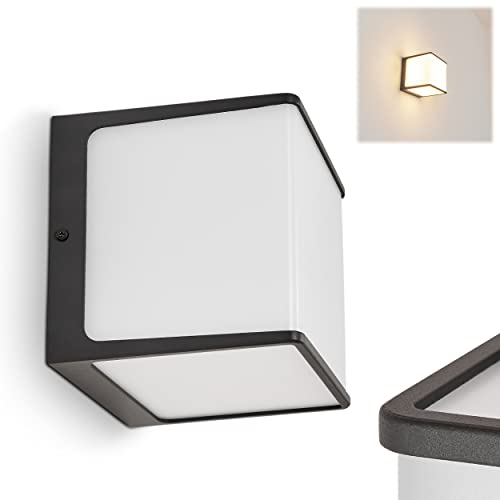 HOFSTEIN LED Außenwandleuchte Burseryd, moderne Außenlampe aus Aluminium/Kunststoff in Anthrazit/Weiß, Wandlampe Lichtfarbe 3000 Kelvin, LED 21 Watt (inkl.), max.1600 Lumen, IP54
