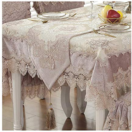 EHOMERY Tischläufer Mit Beleuchtung, Tischläufer Kaffee Deko Spitzenstickerei mit Fransen im Dreieck Tischläufer Polyester 33x270CM