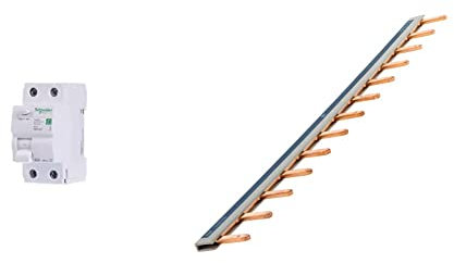 Schneider Electric 1334359 SCHN Resi9 Disjoncteur de Courant résiduel 1P+N 40A 30mA Type A, Blanc & Zenitech Peigne 13 modules noir/blanc longueur 220mm