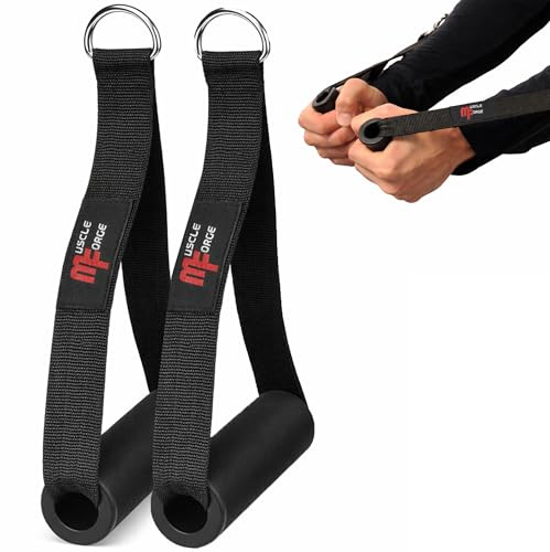 MuscleForge Single Arm Gym Handle for Cable Machine, 2 Pcs, Heavy Duty D-Handle Grip with ABS Core and Foam Padding, One Hand Attachment for Biceps, Triceps and Pulldown Exercises, Set of 2