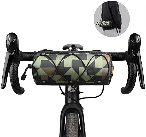 Rhinowalk Fahrrad Lenkertasche Vordertasche Fahrradtasche Aufbewahrungstasche mit Schultergurt für Rennrad Mountainbike Radfahren Reisen (Camouflage grün)