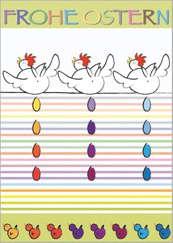 Unbekannt Im 5er Set: Lustige, Bunte Osterkarte mit Ostereier Legenden Hühnern • hochwertige Glückwunschkarten mit Umschlägen zu Ostern, Ostergrüße, Osterkarten
