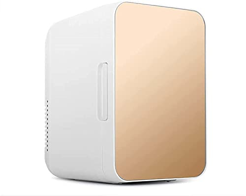 Portable Car Refrigerators 8L Mini Fridge with Cooling and Heating Function Small Camping Minibar 12V/220V for Storing Breast Milk, Skin Care and Drinks Freezer,Gold