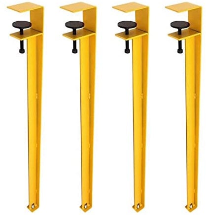 YUJIANHUAA 4 Pcs F-shaped Clamp-on Table Legs, Adjustable Worktop Support Legs, for Coffee Bar Table, No Punching Design (71cm, Yellow)