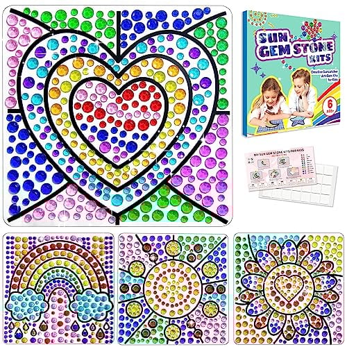 SOOVSY Regenbogen Sonnenfänger Fenster Kunst Diamant Malerei Kits DIY Bastelset Geschenke für Mädchen Jungen Mosaik Kinder Malen Großer Edelstein Geburtstagsgeschenke für Alter 6+