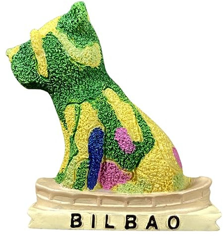 Moiilvcla Imán para nevera con diseño de cachorro del Museo Guggenheim Bilbao España, recuerdo de viaje, decoración de nevera, calcomanía magnética 3D, colección artesanal