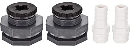 M METERXITY 2 Set PVC Passaparete Raccordo - Passaparete Filettato Acqua Serbatoio Connettore, con Spina e Raccordo per Tubi, Applica a Rubinetti, (Filettatura G1/2, Grigio Bianco)