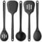 U-Taste Extra Long Silicone Kitchen Utensils, 5 Pcs 315℃ Heat Resistant Food Grade Cooking Tools Non-Stick Silicone Spatula Turner Spoon Set for Mixing Serving Frying Stirring Draining (Black)