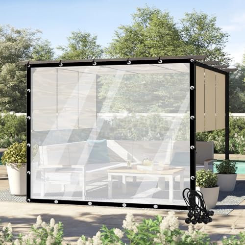 POCHY wasserdichte Seitenwände mit Ösen Transparenter Planenvorhang 0,14mm Plastikplane für Garten Pavillons, Anpassbar (Color : Clear, Size : 2x3.5m/6.56x11.48ft)
