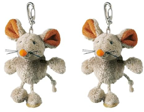 Schaffer Knuddel Mich! 3107 Schlüsselanhänger Maus Eddi, Grau, 11 cm (Packung mit 2)