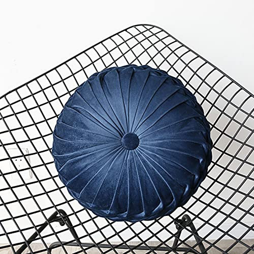 CoByda Dicke, dunkelblaue, runde Sitzkissen: Wendbare Plüsch-Stuhlpolster für japanische Futons, Durchmesser 38 cm (15 Zoll)