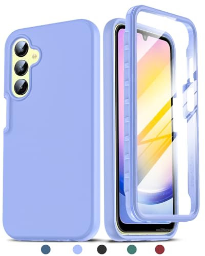 LeYi Cover per Samsung A25 5G Custodia con Protezione Schermo Integrata, 360 Gradi Protezione Completa Protettiva Custodie Bumper Rugged Cellulare Case Samsung Galaxy A 25, Viola