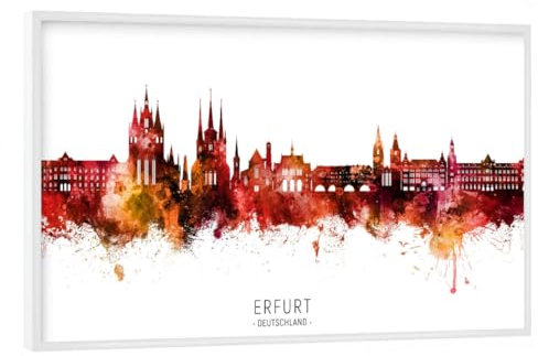 artboxONE Poster mit weißem Rahmen 30x20 cm Städte Erfurt Skyline Roter Name - Bild Erfurt Deutschland Erfurt